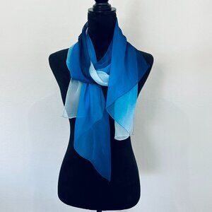 Scarf Ombre Blue 20" wide by 61" long 100% Polyester NWOT